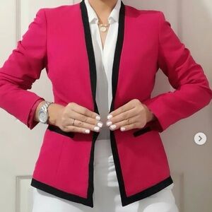 Jones NY Women's Pink/Black Trim Blazer